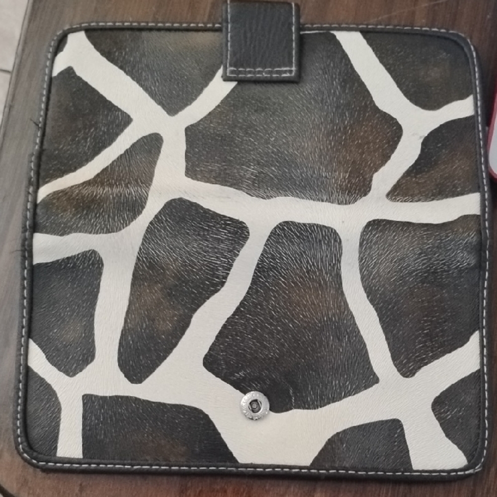 Attention Black and Cream Wallet with Bold Giraffe Print